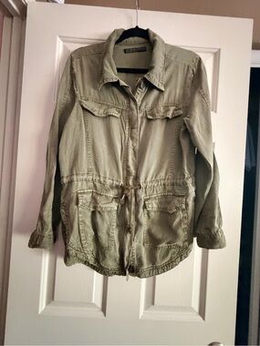 Cotton On Lightweight Olive Utility Jacket with Drawstring Waist